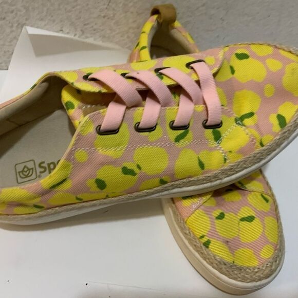 Spenco Orthotic Lemon Printed Malibu Lace Bokeh Platform Slip On Sneakers 9.5 B - Picture 3 of 13